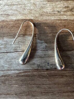 Sterling Silver Earrings Women Drop Dangle Hook 1.25" 5.32g Modern Minimalist